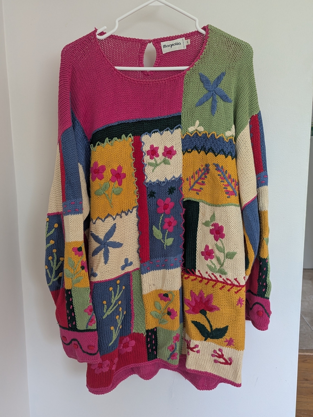 Multicolor Patchwork Floral Knit Sweater - Picture 1 of 5